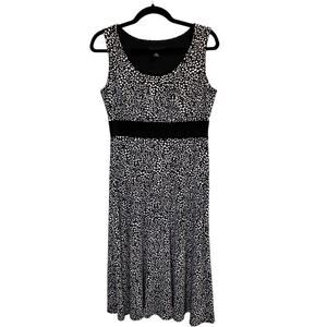 Perceptions Floral Dotted Black & White Sleeveless A-Line Dress Petite Size 8P